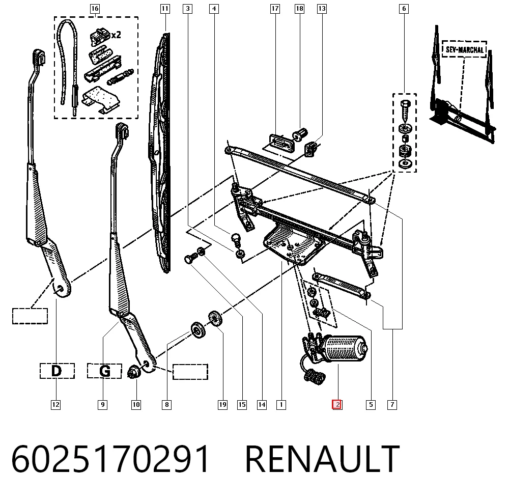 Motor limpiaparabrisas para Renault Espace II J63