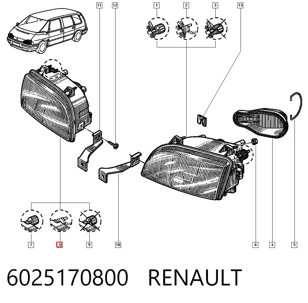 Luz derecha para Renault Espace II J63