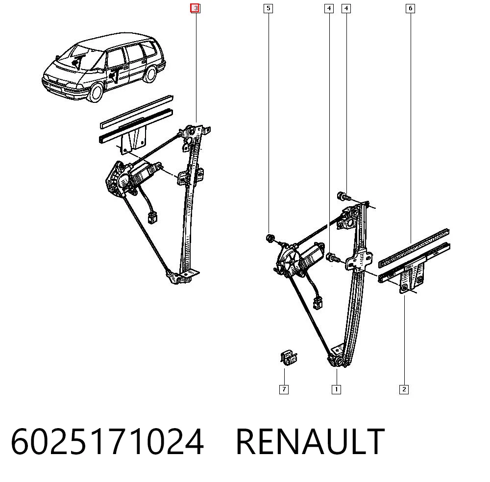 Comprar Mecanismo de elevalunas de la puerta delantera derecha Renault Espace II J63 a bajo precio