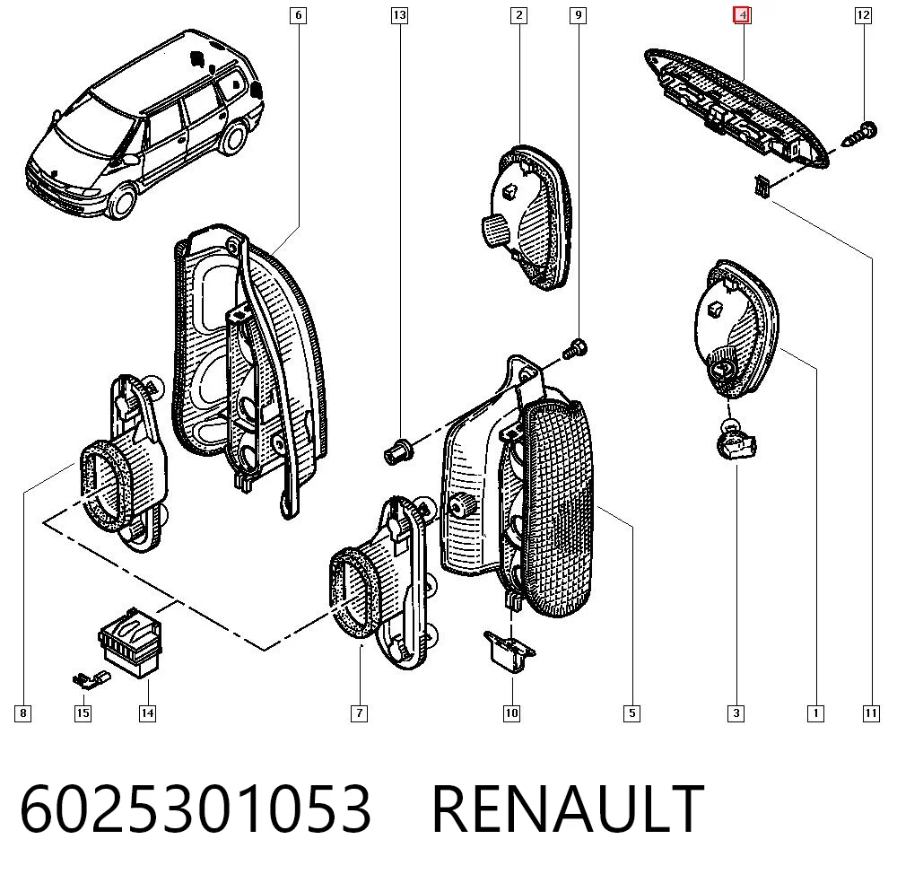 Luz central de freno para Renault Espace III JE
