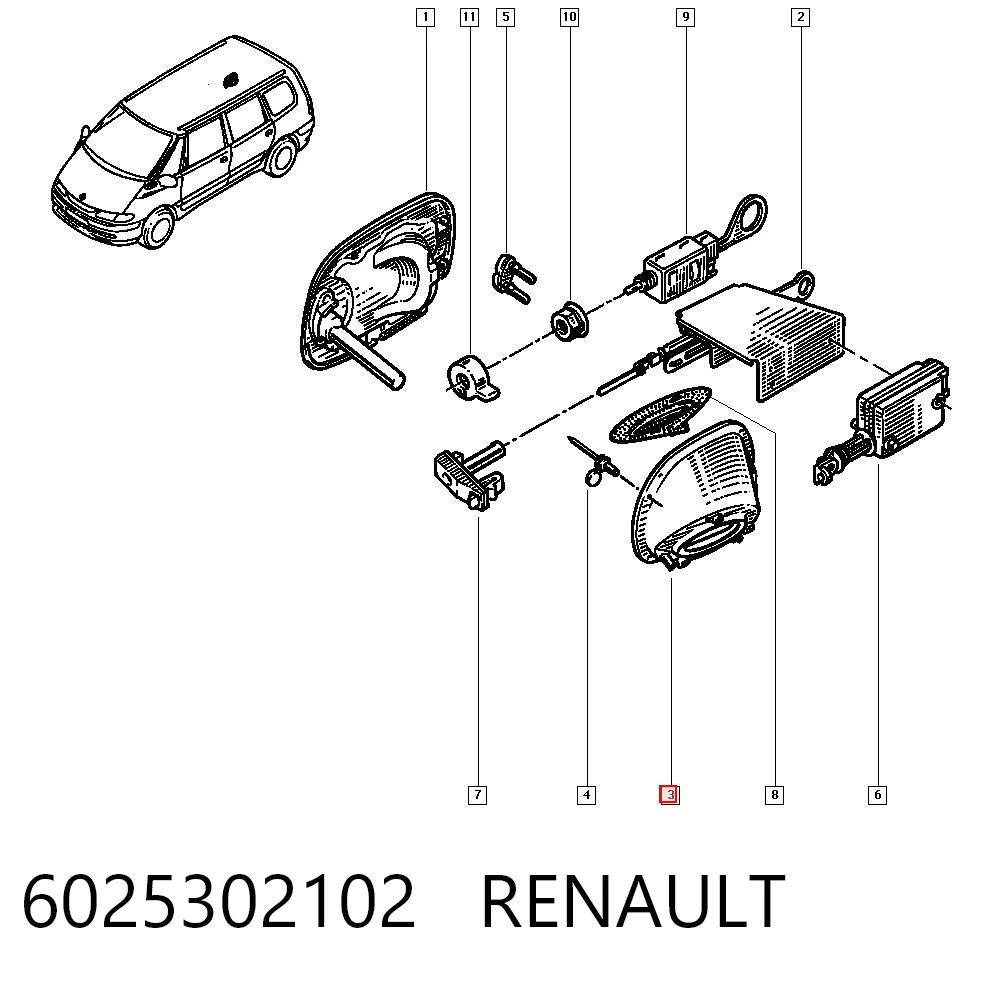 Carcasa del tubo de llenado del tanque de combustible 6025302102 RENAULT