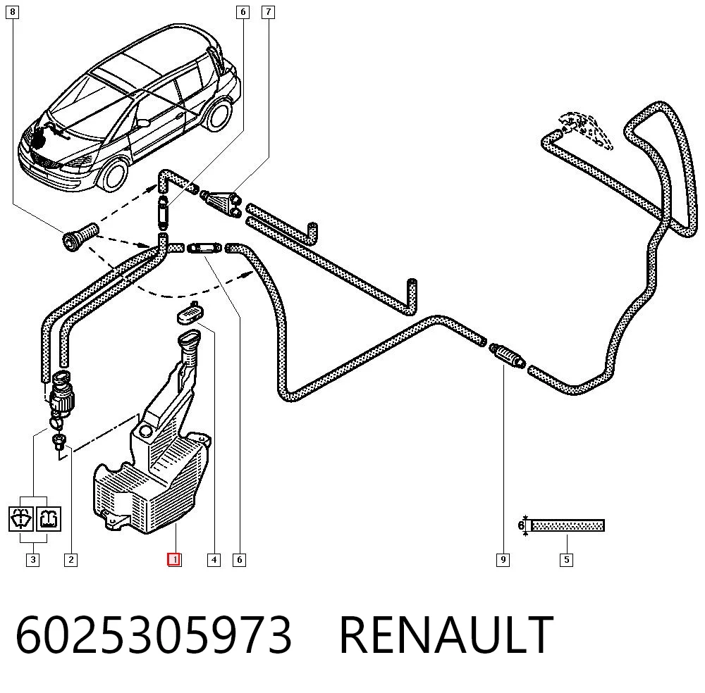 Comprar Depósito de líquido limpiaparabrisas Renault Espace III JE a bajo precio