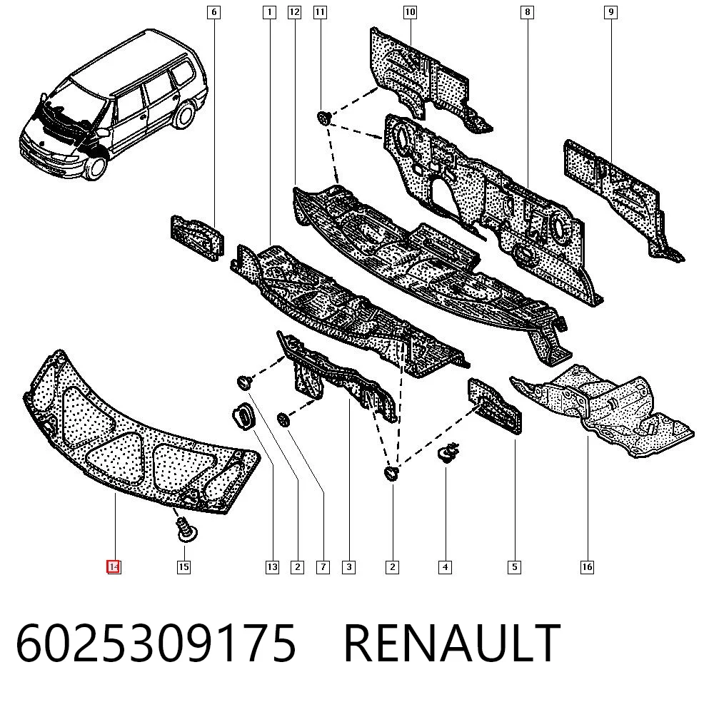 Comprar Aislamiento acústico del capó Renault Espace III JE a bajo precio
