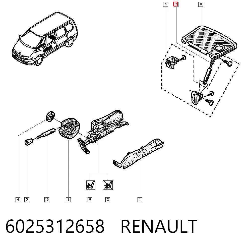 Amortiguador del respaldo abatible del asiento 6025312658 RENAULT