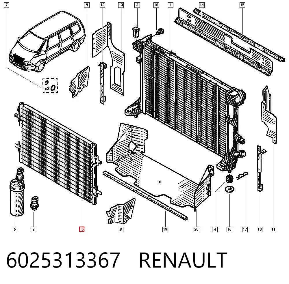 Radiador de aire acondicionado Renault Espace III (1997-2003)