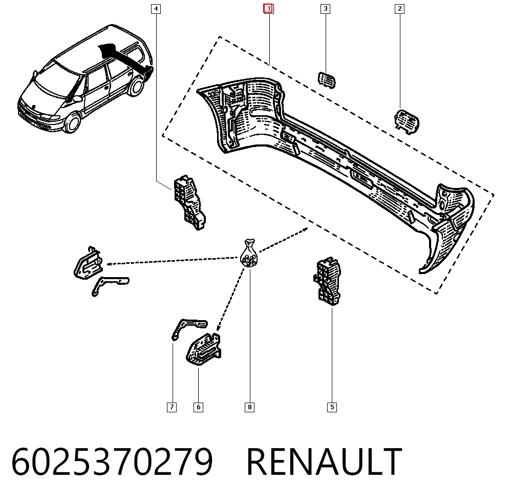 Defensa trasero para Renault Espace III JE