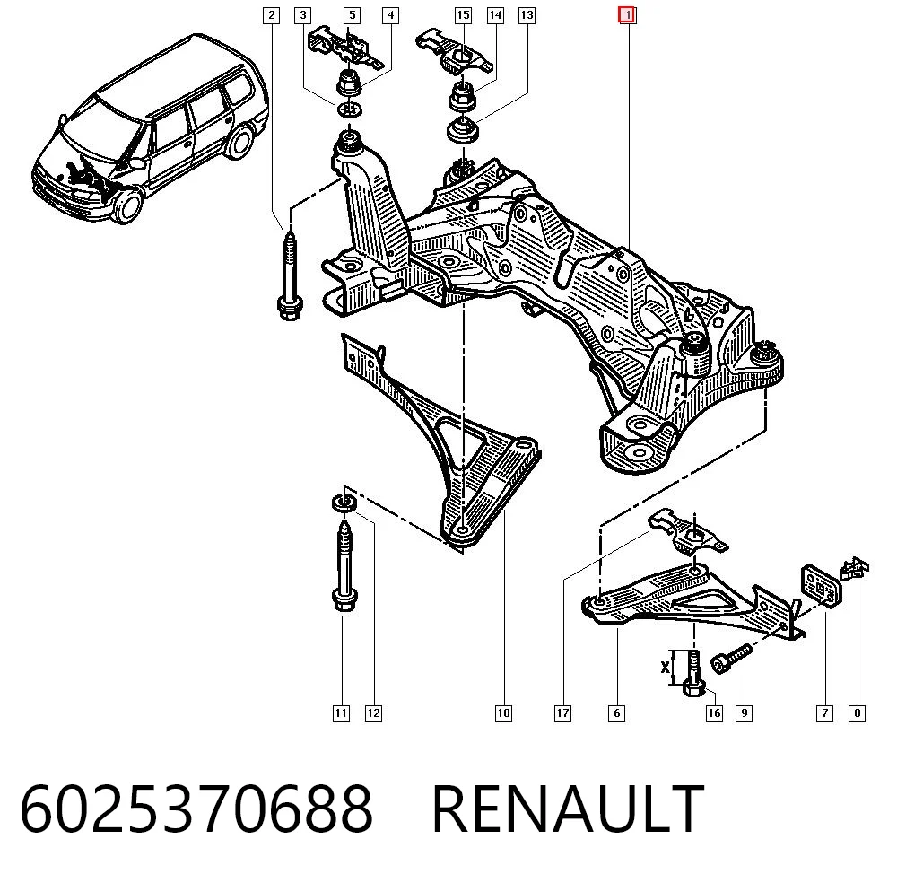 Comprar Subchasis delantero soporte motor Renault Espace III JE a bajo precio
