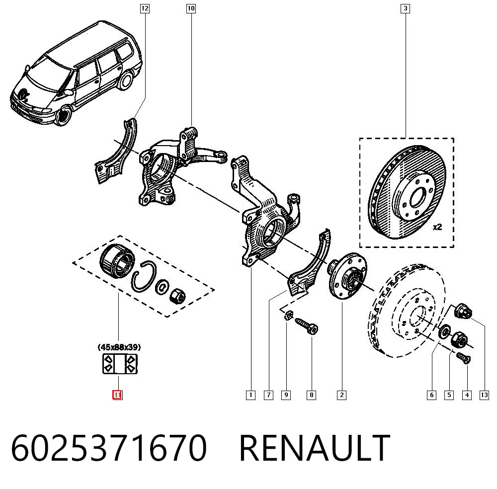 Cojinete de rueda delantero para Renault Espace JE