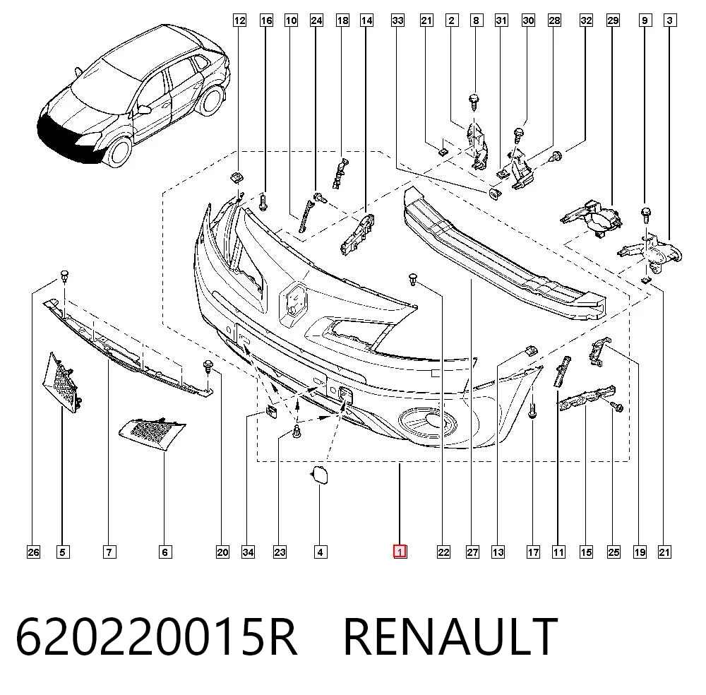 Parachoques delantero 620220015R RENAULT