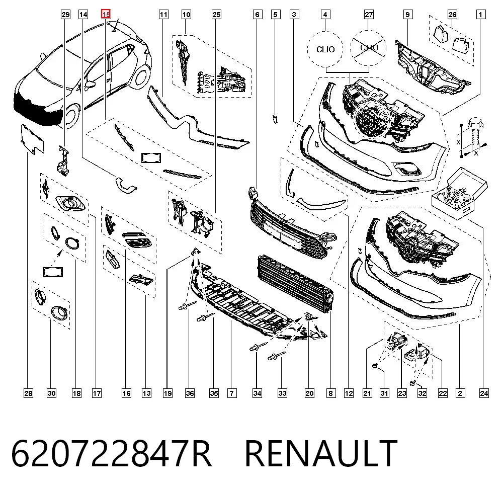 Moldura de rejilla del radiador 620722847R RENAULT