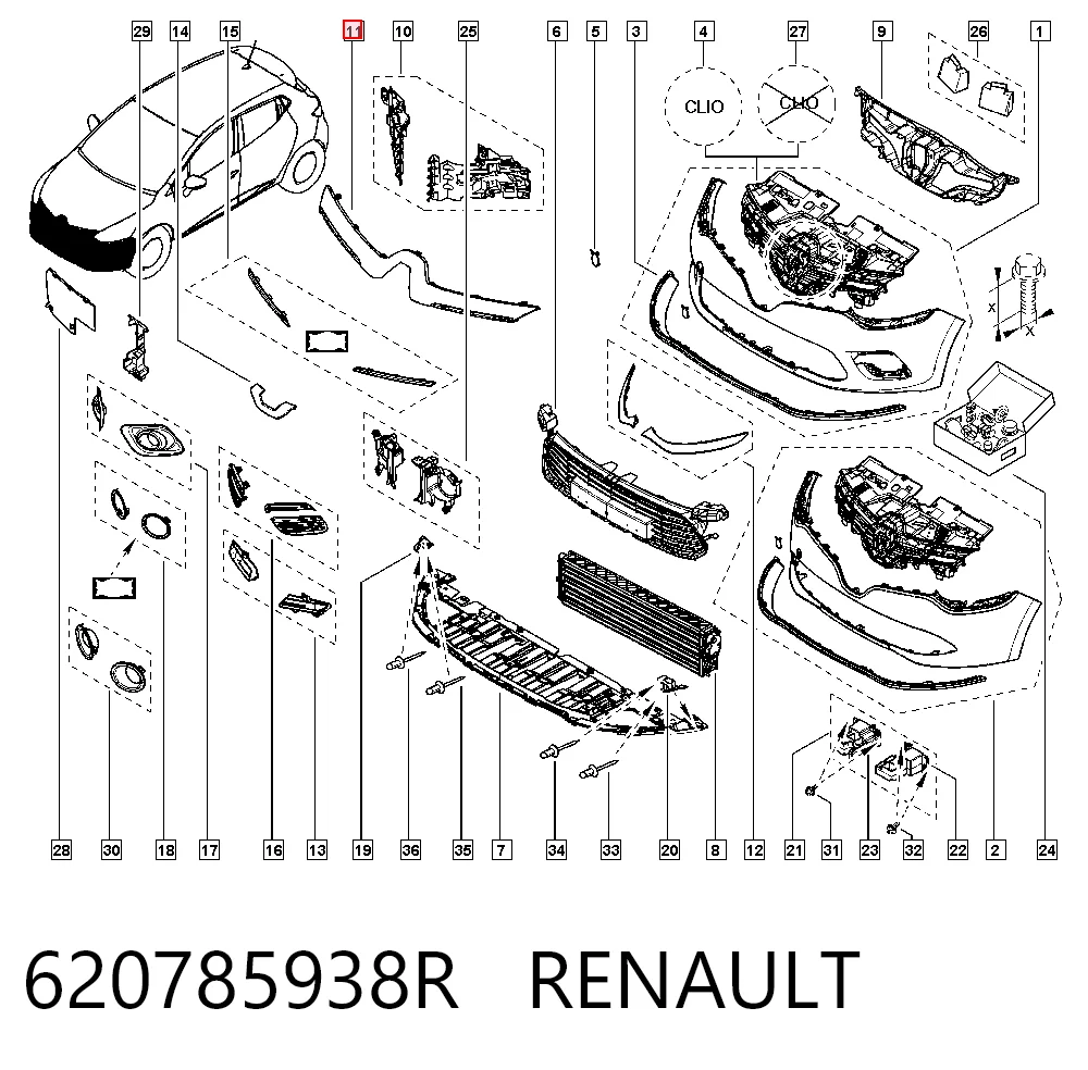 Calandra para Renault Clio IV BH