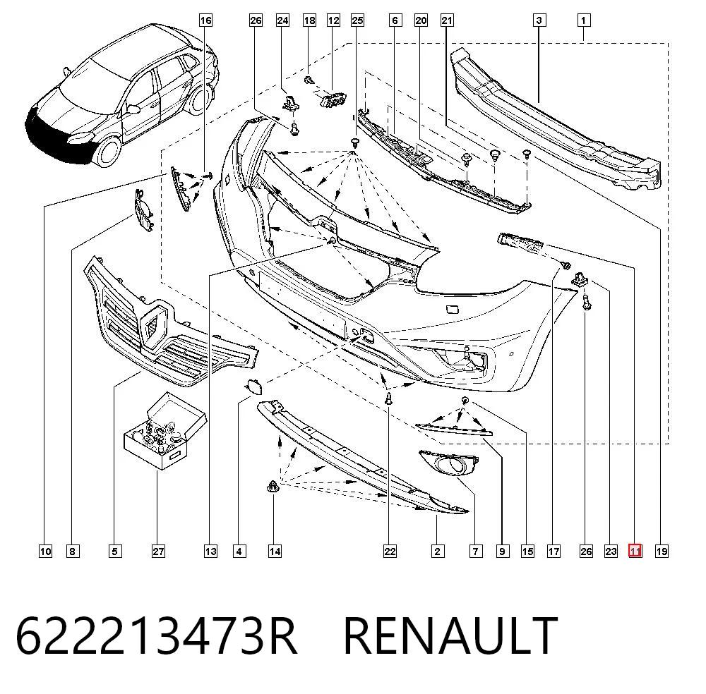 622213473R Renault (RVI) Soporte de parachoques delantero izquierdo