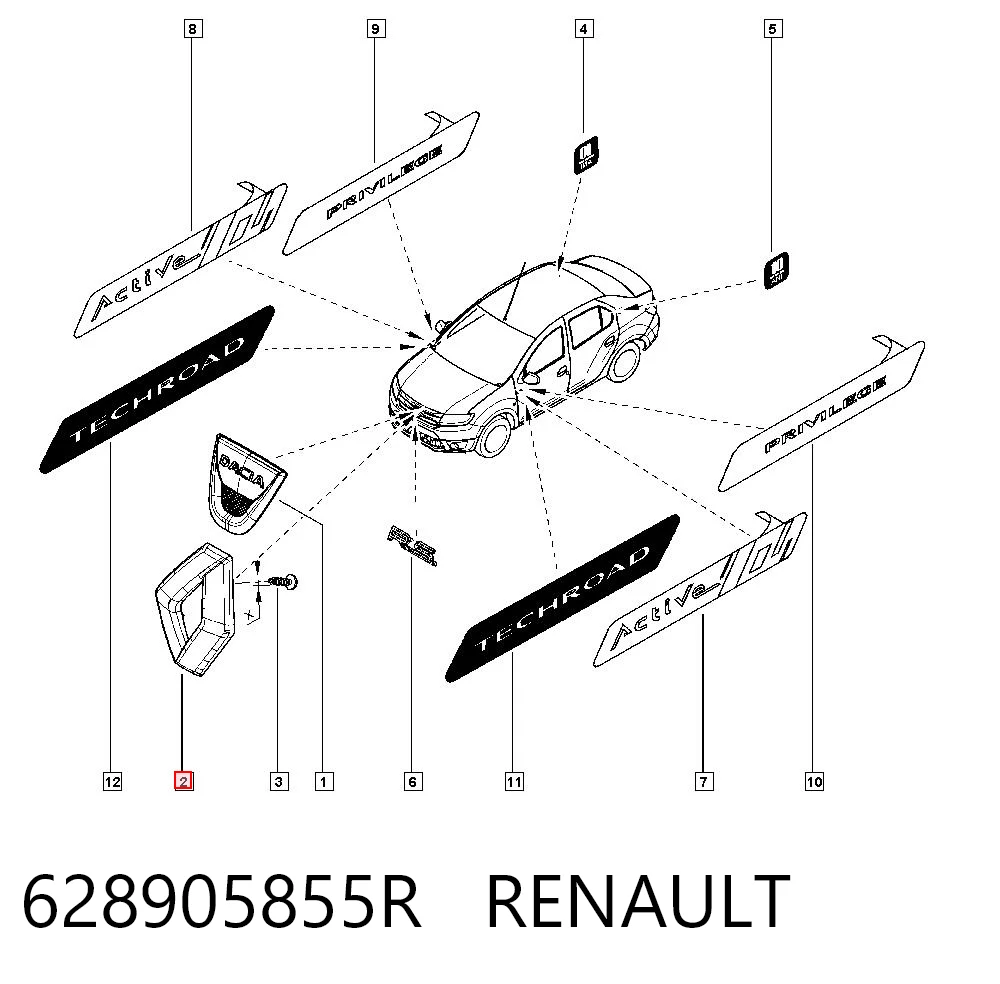 628905855R Renault (RVI) Emblema de la parrilla del radiador