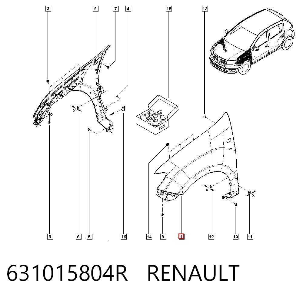 Aleta delantera izquierda Nissan/Infiniti 631015804R
