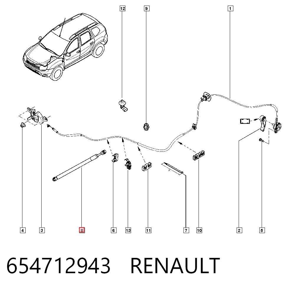 654712943 Renault (RVI) Muelle de capó 