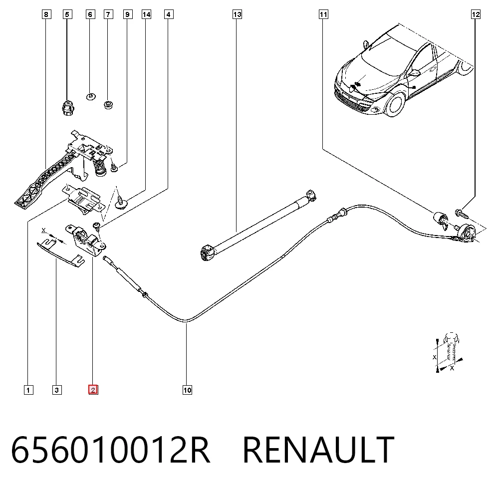 Cerradura de Capot para Renault Master III FV