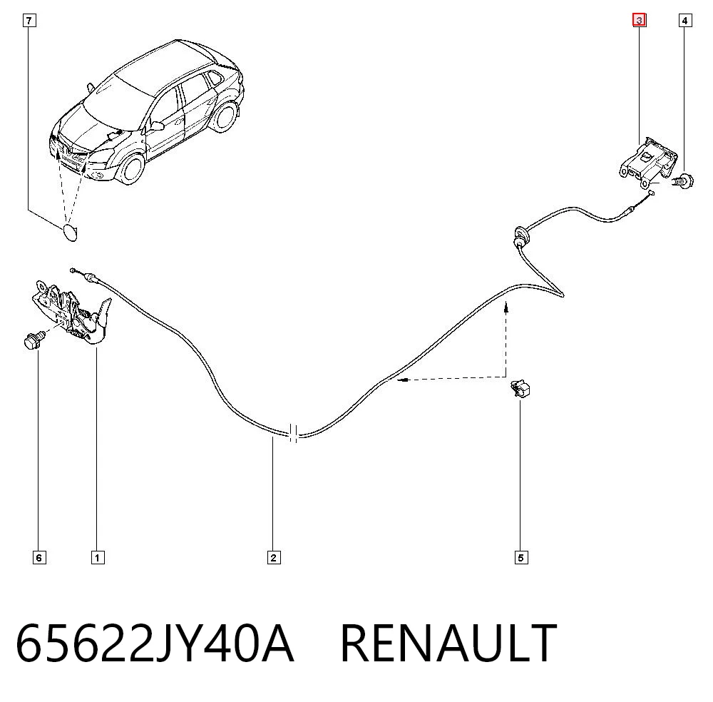 65622JY40A Renault (RVI) Palanca de apertura del capó
