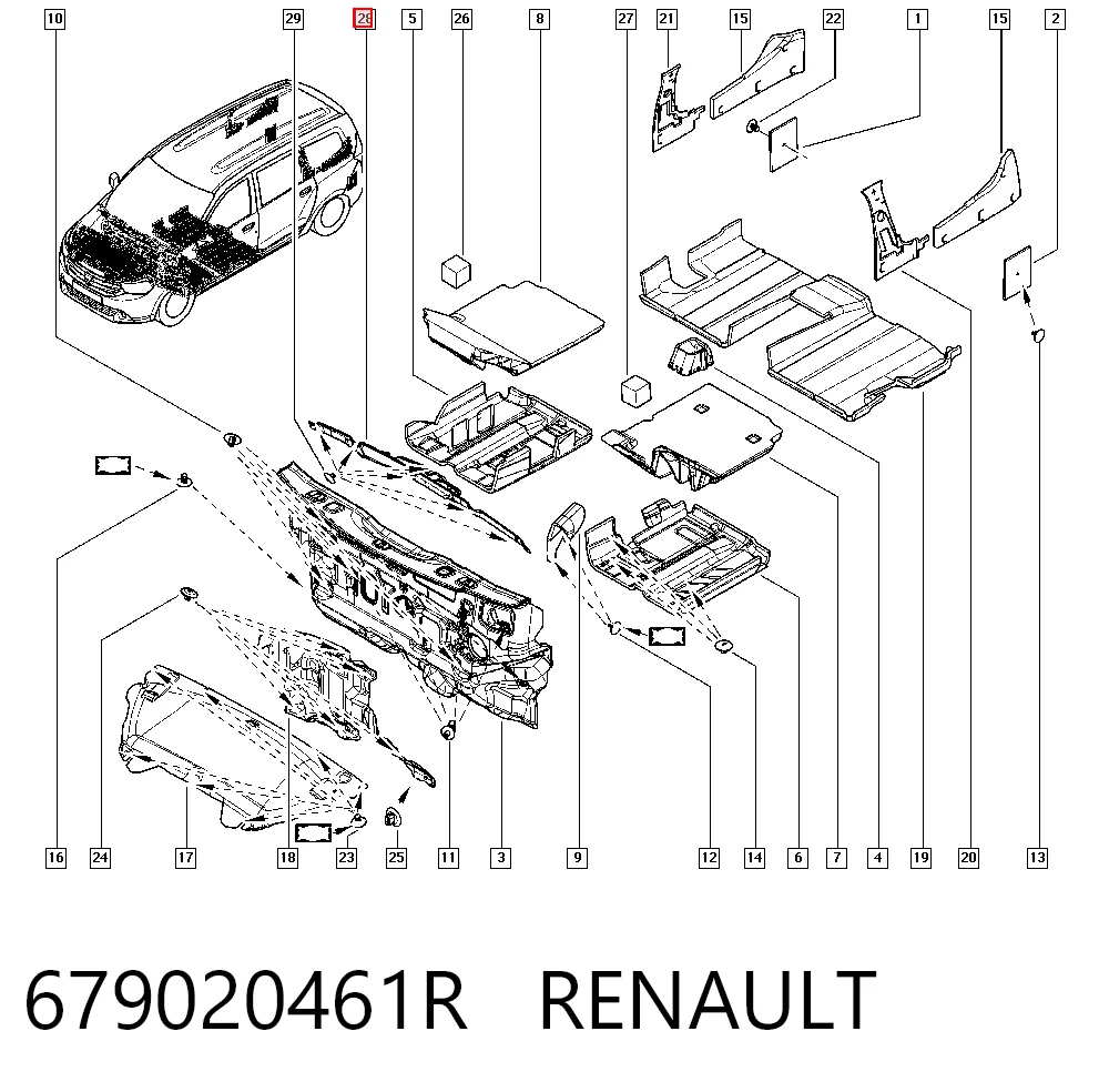 Aislamiento del Capó 679020461R RENAULT