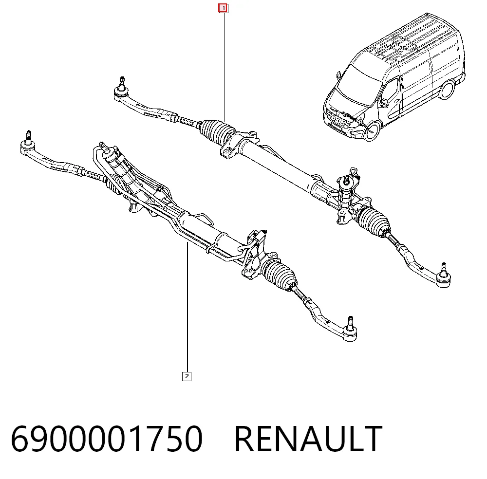 6900001750 Renault (RVI) Cremallera caja de direccion