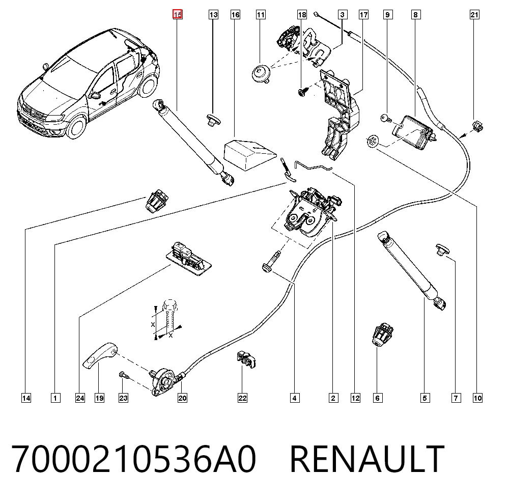 Muelle neumatico maletero para Renault SANDERO II (B8)