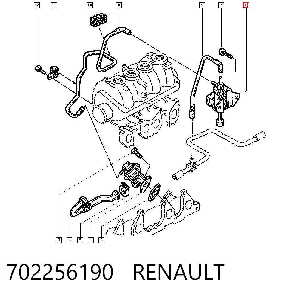 Válvula de solenoide de control de mariposa EGR 702256190 RENAULT