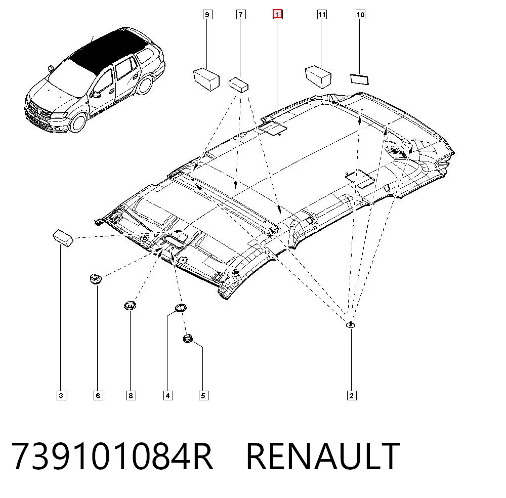 Comprar Guarnecido de techo Renault LOGAN II K8 a bajo precio