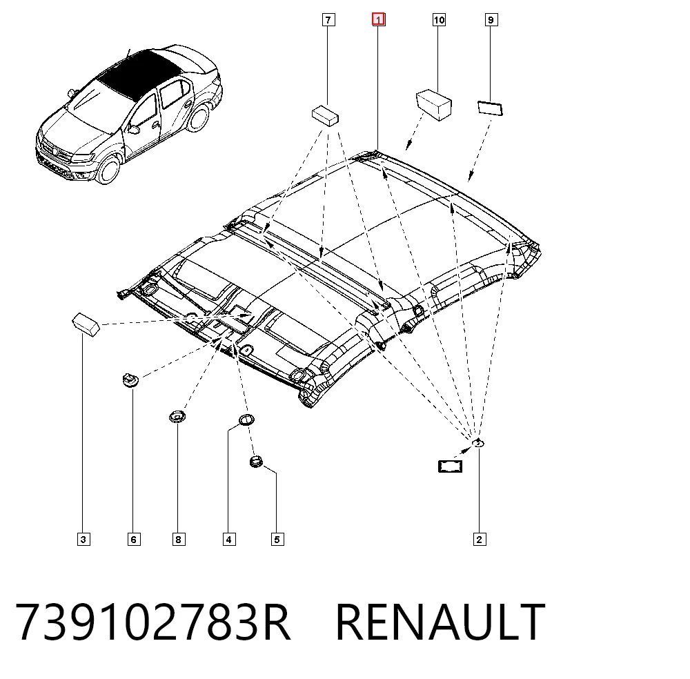 Techo interior para Renault LOGAN II L52
