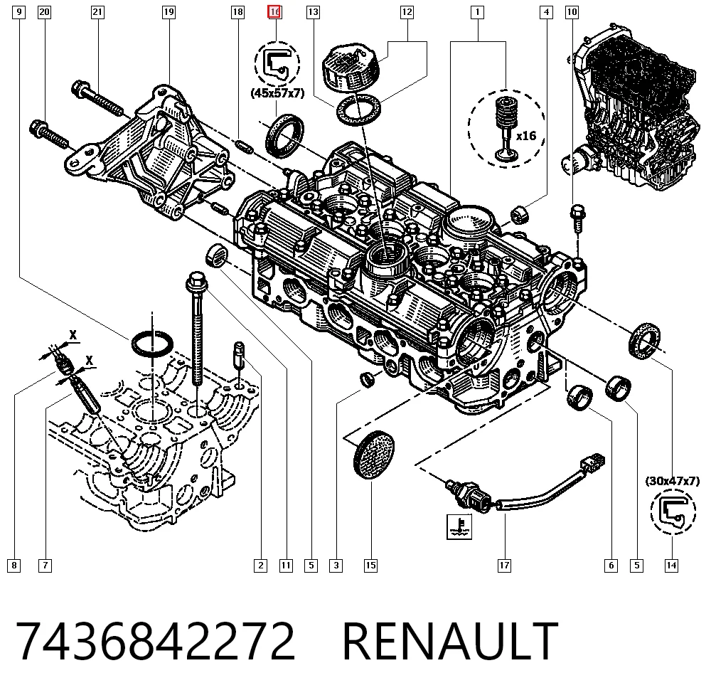 Retén delantero del árbol de levas para Volvo S60 RS, RH
