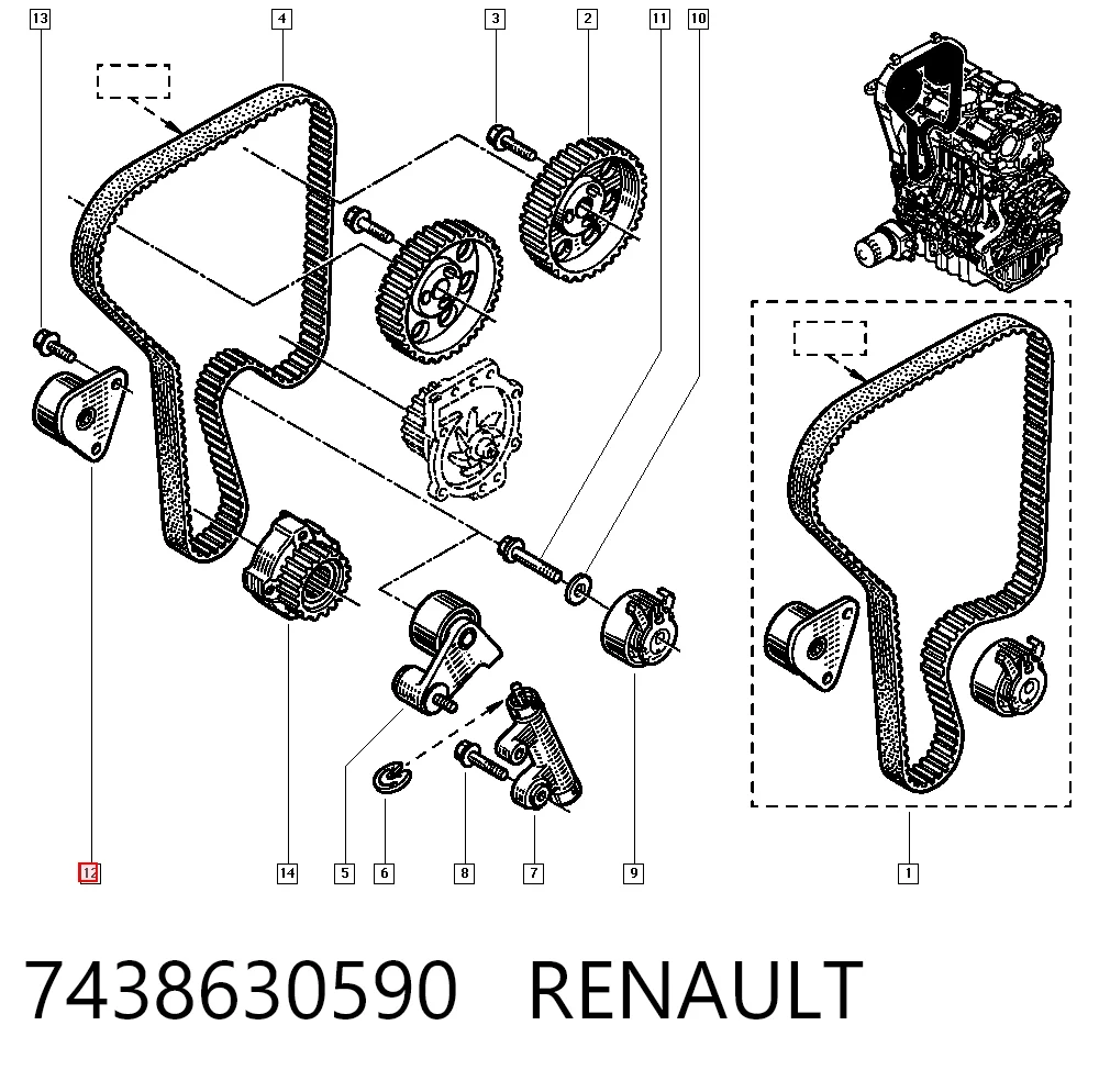 Polea correa distribución para Volvo XC70 SZ, LZ