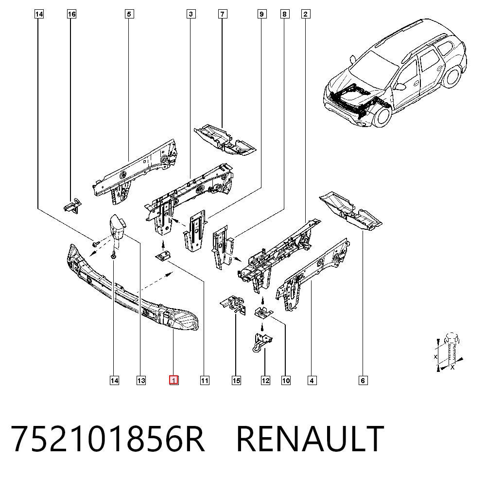 Refuerzo de parachoques delantero Renault DUSTER II SUV (HM) (2017 - 2026) precio, desde 98,07 EUR