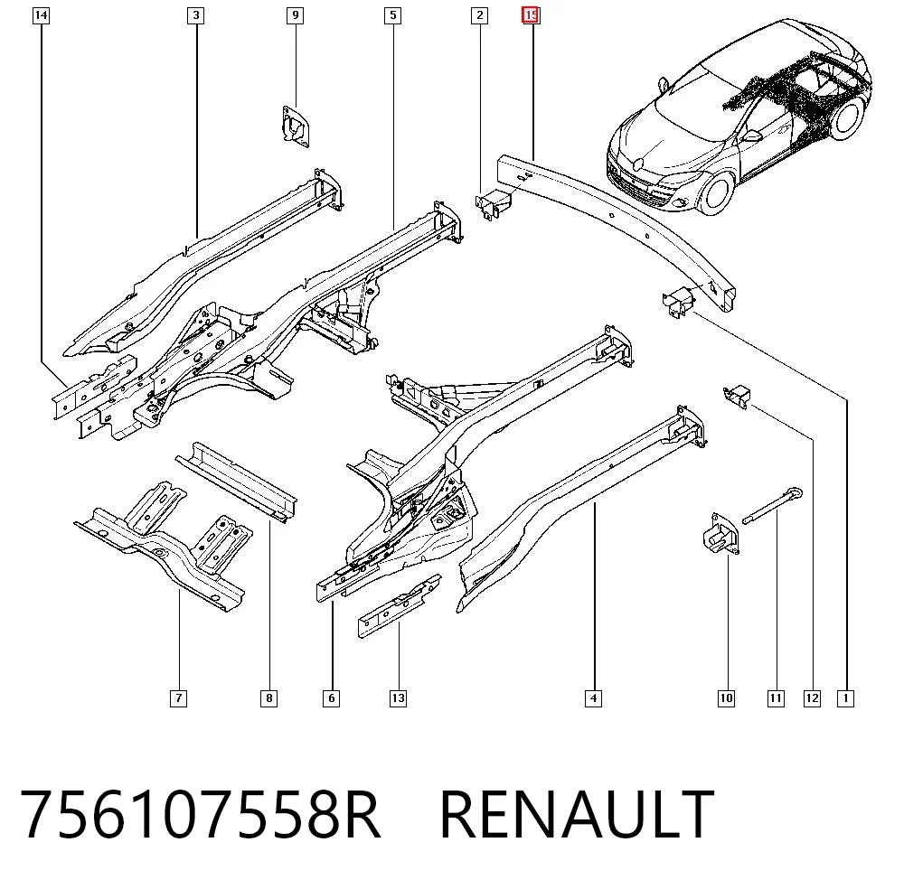 Comprar Refuerzo de parachoques trasero Renault Fluence L3 a bajo precio