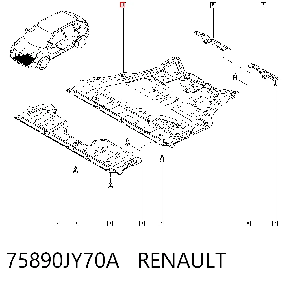 Protector antiempotramiento del motor  Renault Koleos  (HY0)