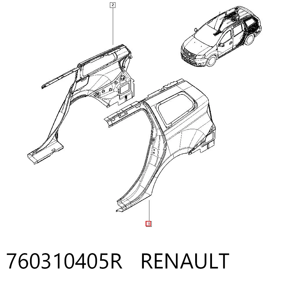 Aleta trasera izquierda 760310405R RENAULT