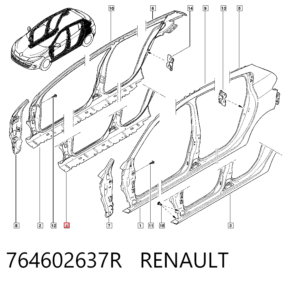 Comprar Umbral exterior derecho Renault Megane III BZ0, BZ1, B3 a bajo precio