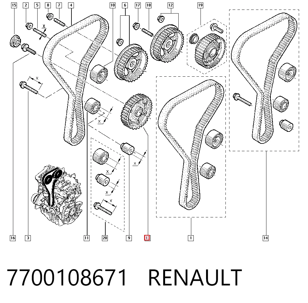 7700108671 Renault (RVI) Engranaje árbol de levas lado de admisión