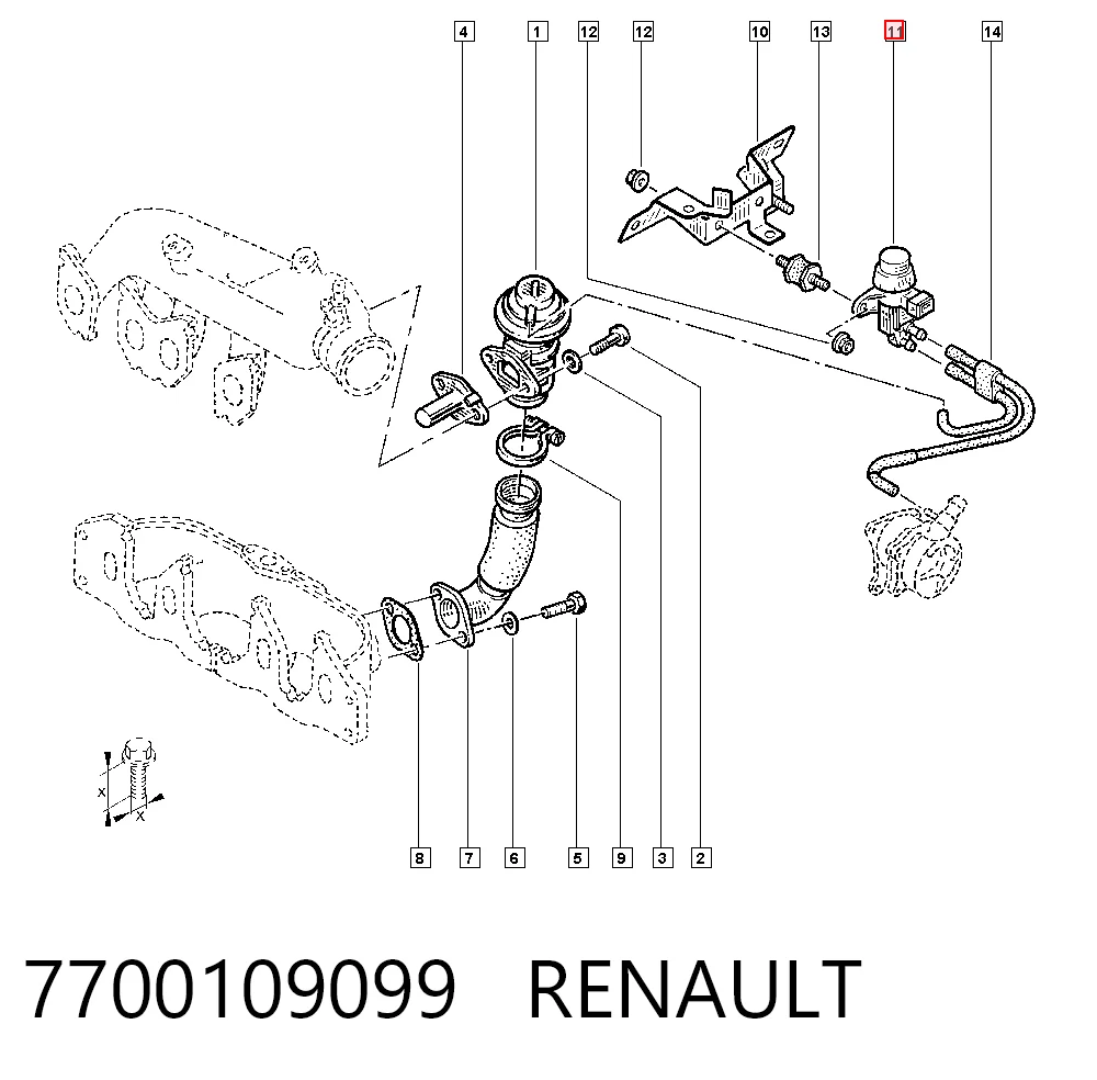 7700109099 Renault (RVI) Válvula solenoide de control de presión de sobrealimentación
