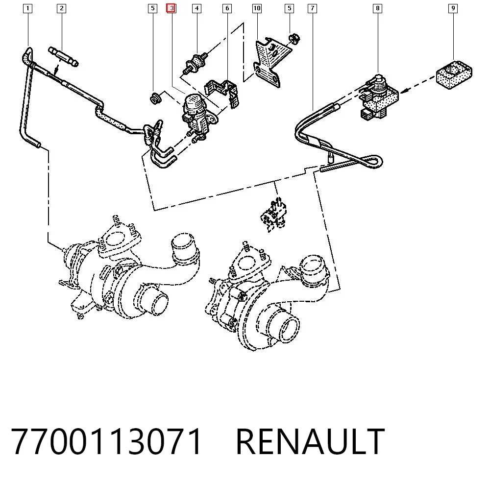 7700113071 Renault (RVI) Válvula solenoide de control de presión de sobrealimentación