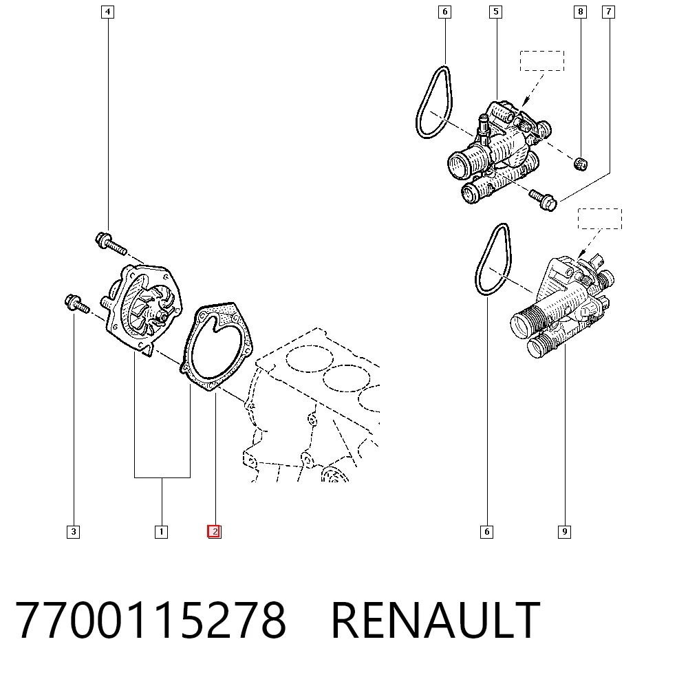 Junta de bomba de agua 7700115278 RENAULT