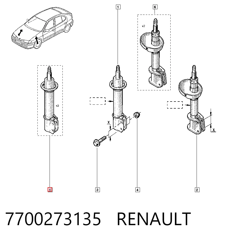 Amortiguador delantero Megane I coupé (1996-2003) original desde 49,44 €