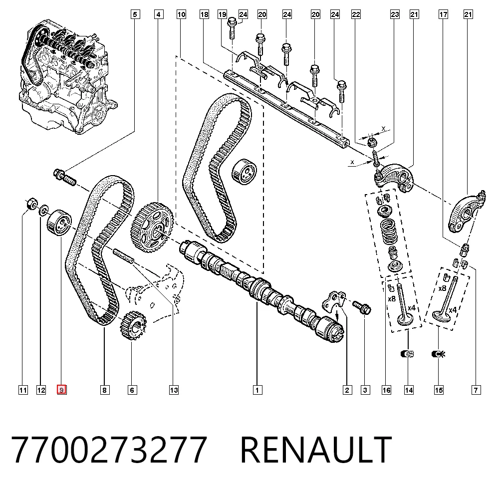 Rodillo tensor cadena para Renault Clio  (LB0, LB1, LB2)