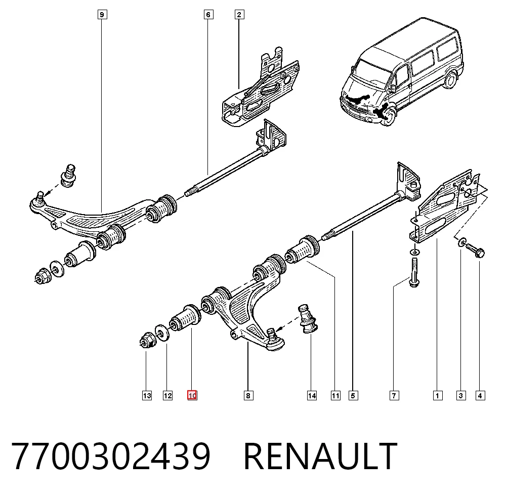 Silentblock de brazo de suspensión Renault Master II desde 12,22 €