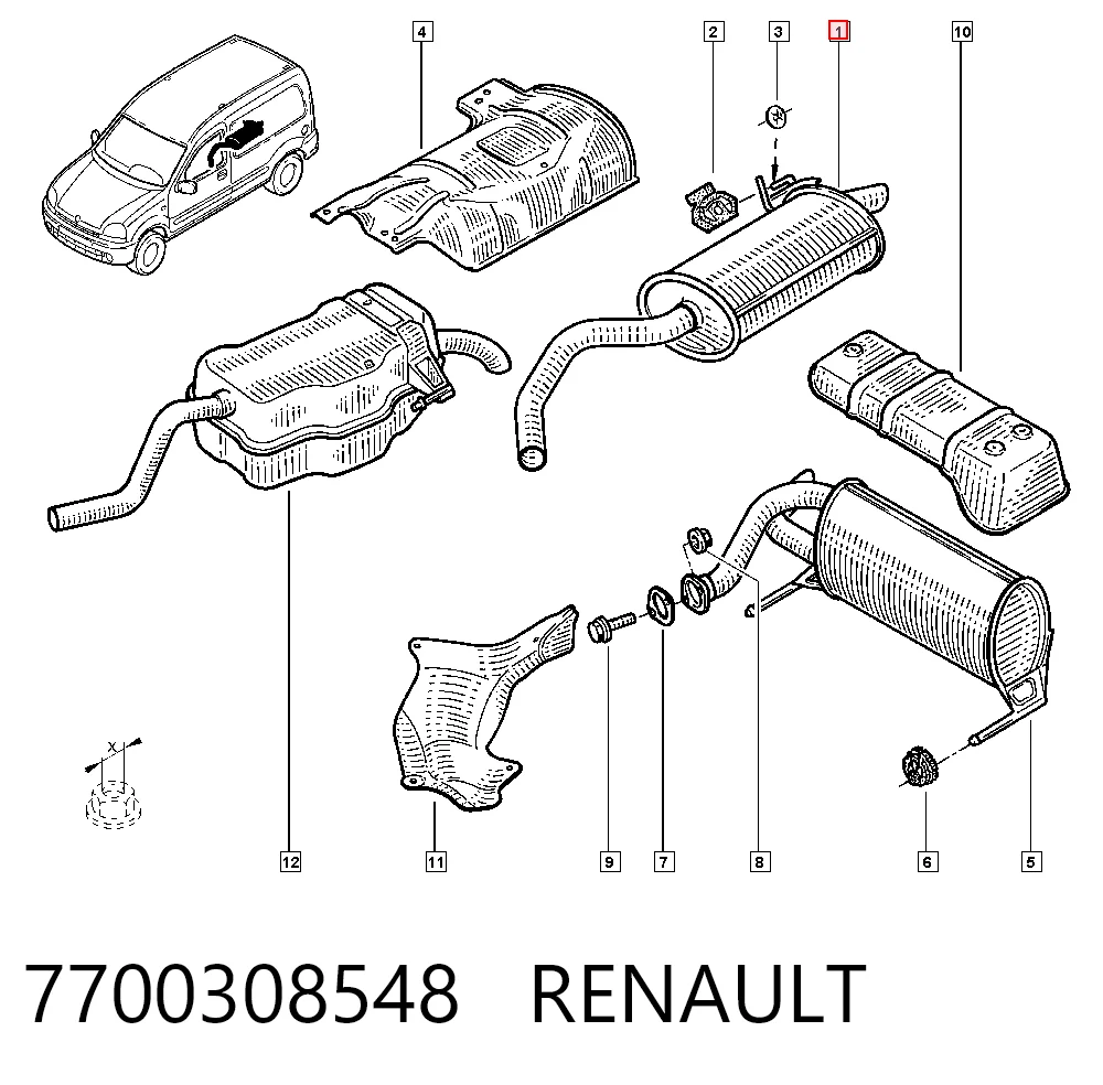 Silencioso trasero Renault Kangoo  (KC0, KC1)