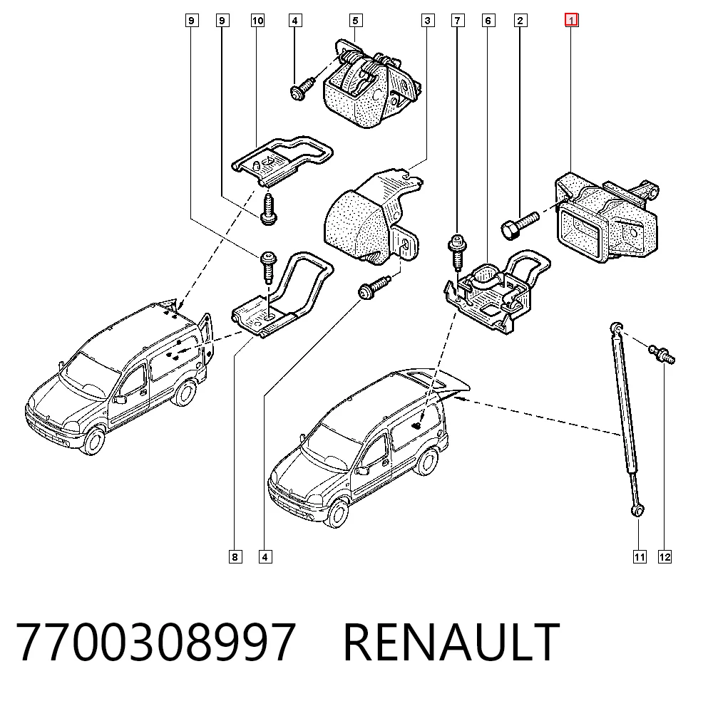 7700308997 Renault (RVI) Cierre del maletero