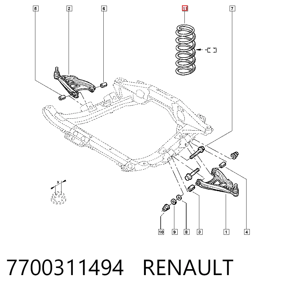 Muelle delantero 7700311494 RENAULT