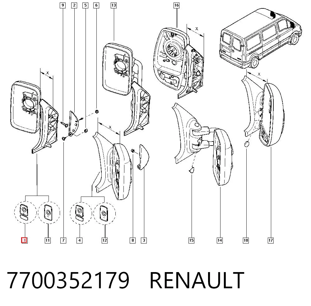 Espejo de retrovisor izquierdo para Renault Master HD, FD