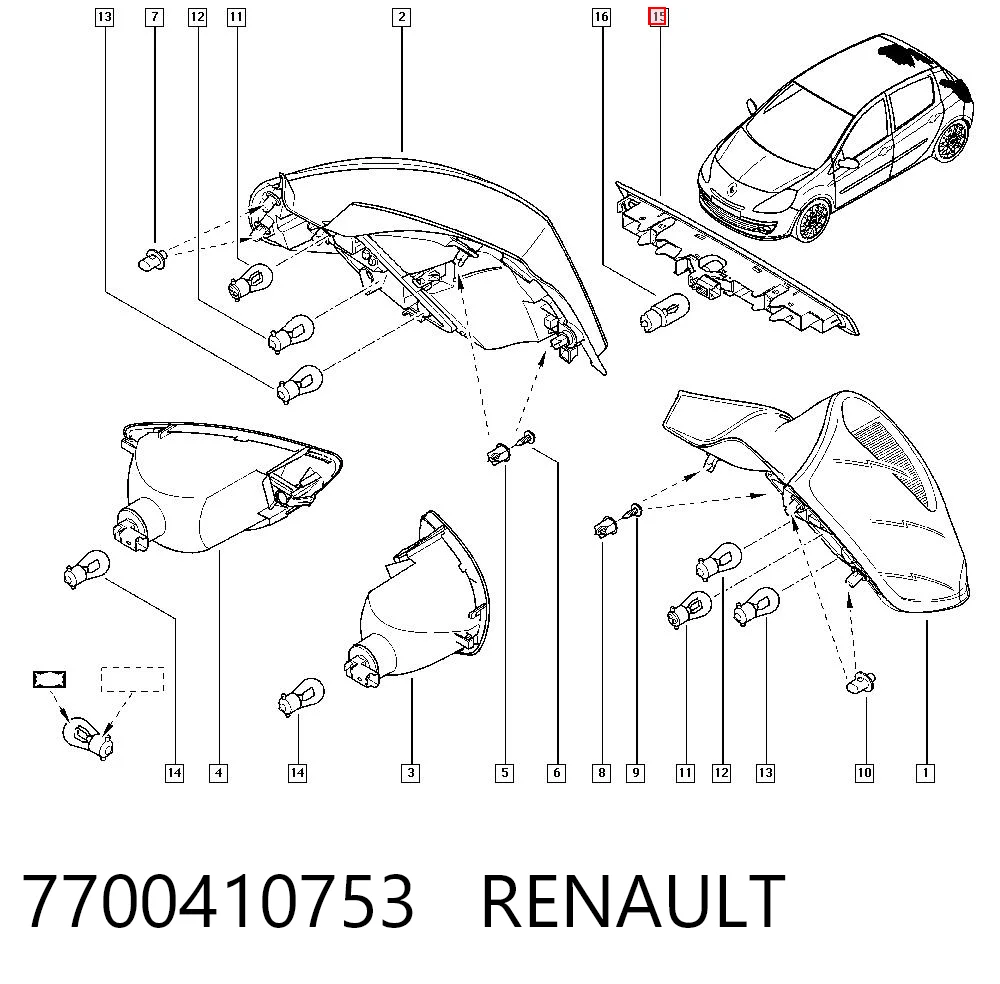 7700410753 Renault (RVI) Luz central de freno