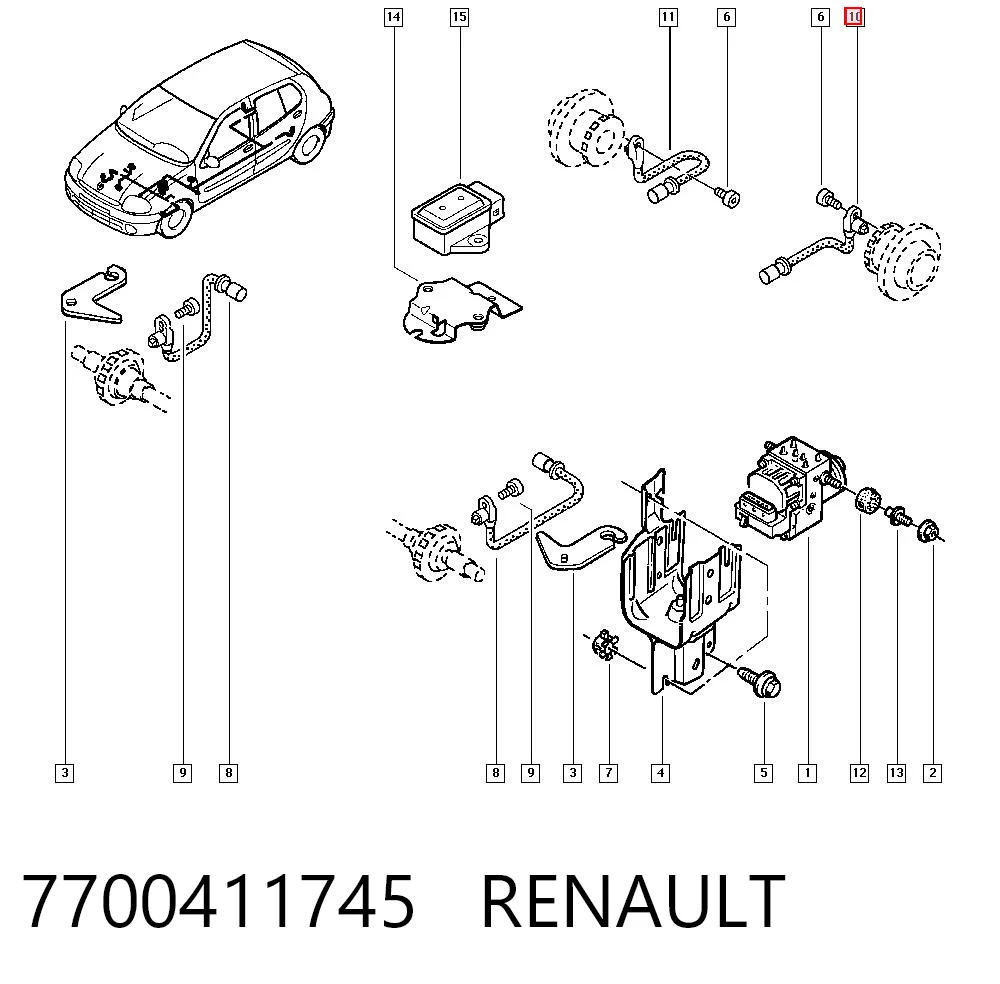 7700411745 Renault (RVI) Sensor revoluciones de la rueda, trasero izquierdo