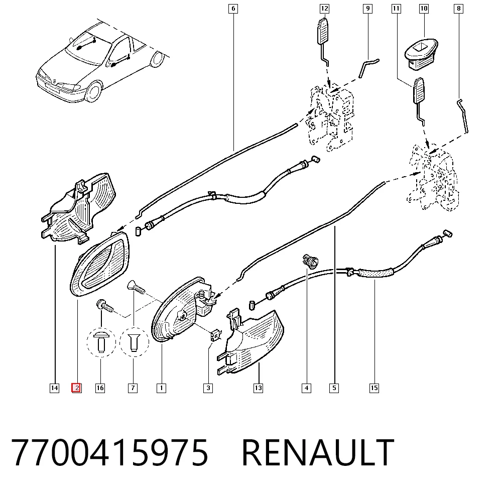 7700415975 Renault (RVI) Manija interior derecha delantera/trasera de puerta
