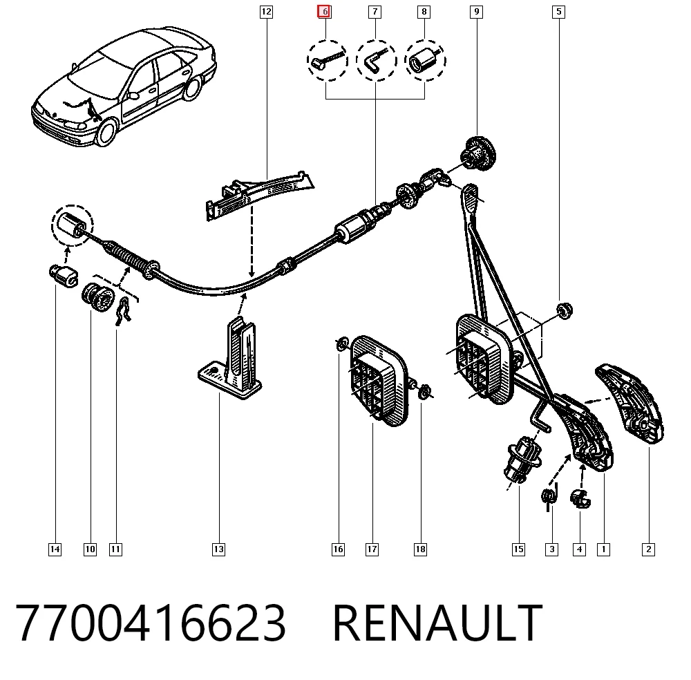 Cable Bowden para Renault Clio I (BC57, 5357)