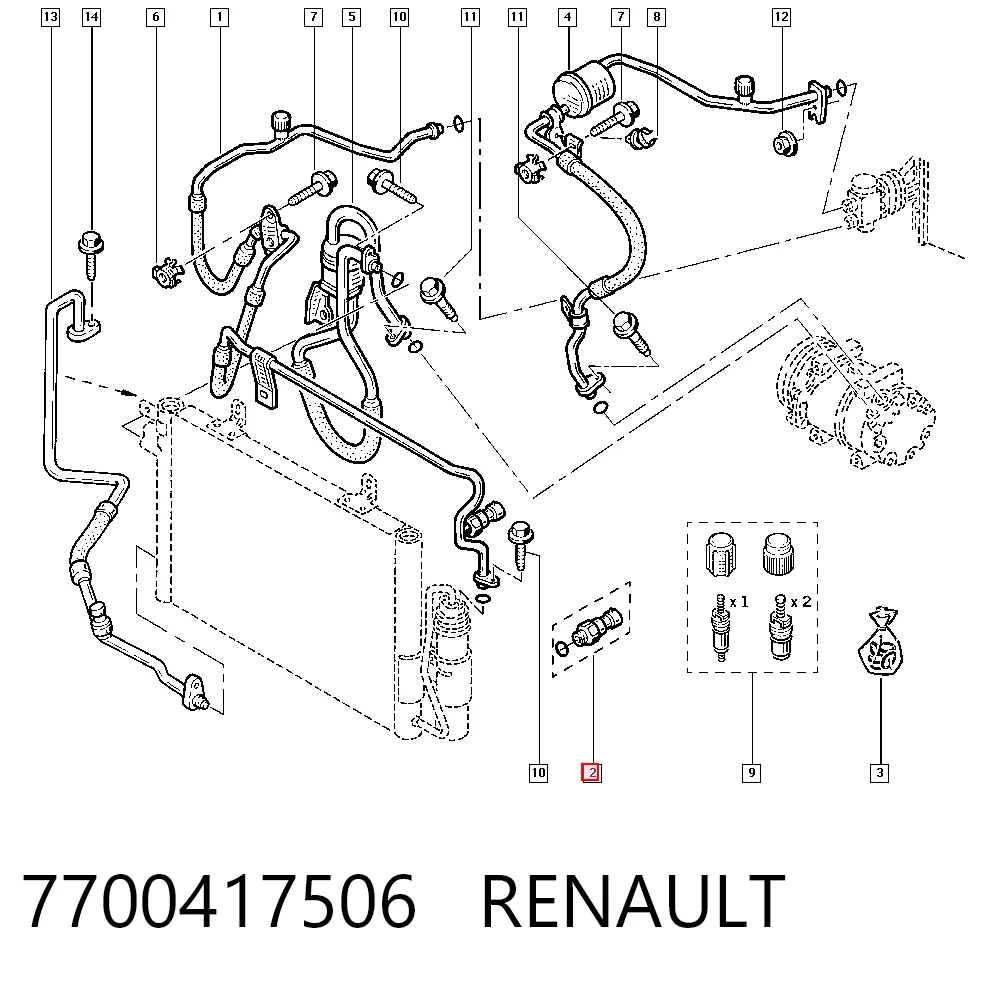 7700417506 Renault (RVI) Sensor de baja presion aire acondicionado